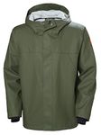 Helly-Hansen Storm Waterproof Rain Jackets for Men Featuring Adjustable Hood with Drawcord and Double Main Fabric Front Flap, Army Green - L