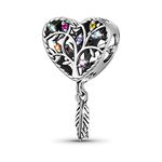 GNOCE Tree of Life Pendant Charm Sterling Silver Heart Shaped Dangle Charm Fit Bracelet/Necklace for Women Girls Wife Daughter