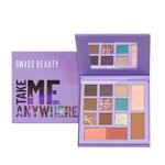 Swiss Beauty Take Me Anywhere Face and Eye Palette | 9 Eyeshadow shades, 2 blushers, 1Contour, 1 Highlighter | Highly pigmented, Blendable Mattes and Metallic shades | Shade- Day Off, 12g