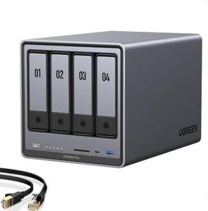 UGREEN NAS DXP4800 Plus 4-Bay Desktop NAS, Intel Pentium Gold 8505 5-Core CPU, 8GB DDR5 RAM, Built-in 128G SSD, 1 * 10GbE, 1 * 2.5GbE, 2 * M.2 NVMe Slots, 4K HDMI, Network Attached Storage (Diskless)