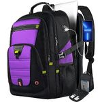 Z-MGKISS Travel Backpack for Women, Extra Large Laptop Backpack, Waterproof Anti Theft Backpack 17.3 Inch with USB Port, TSA Approved Daypack, 50L Big Backpack, Women Teacher Business College, Purple