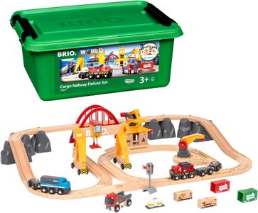 BRIO World Deluxe Cargo Train Set – Wooden Railway Playset