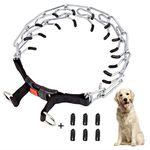 JGD1 Dog Prong Collar, Dog Choke Pinch Training Collar, Adjustable Stainless Steel Links with Comfort Rubber Tips, Quick Release Snap Buckle for Small Medium Large Dogs (Packed with 6 Extra Tips)