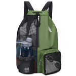 WANDF Swim Bag Mesh Drawstring Backpack with Wet Pocket for Swimming, Gym, and Workout Gear