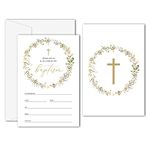 Greenery Baptism Invitation, Baptism Invitations with Envelopes Baptism Invitations for Boy Girl Christening Naming Ceremony Baptismal - 25 Invitation Cards With 25 Envelopes (C06)