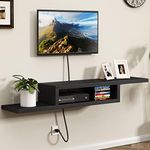 ChooChoo Floating TV Stand Shelf, Wall Mount Entertainment Center, 60” Media Console Stand for Living Room, Bedroom, Black