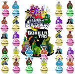 25pcs Gorilla Tag Cake Decorations with 24pcs Cupcake Toppers, 1pcs Cake Topper for Gorilla Tag Birthday Party Supplies