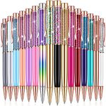 Hestya 16 Pieces Ballpoint Pens Flower Dynamic Crystal Pens for School Black Ink Ballpoint Pens Flower Liquid Sand Pen for Birthday, Back to School Seasons, Wedding, Home Office(Liquid Style)