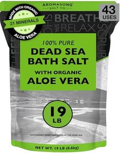 Dead Sea Salt with Organic Aloe Vera, Spa Bath Salts, 19 Lbs Fine Bulk resealable Pack, 100% Pure & Natural, Soak for Women & Men for Tired Muscles & Skin Issues (Packaging May Vary)