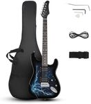 LALAHO Full Size Electric Guitar, 39" H-H Pickups Beginner Electric Guitars Kit with Shoulder Strap, Bag, Cable and Tremolo Arm (Lightning Blue)