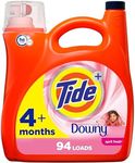 Tide plus Downy Liquid Laundry Detergent Soap, April Fresh Scent, HE Compatible, 94 Loads, 132 fl oz