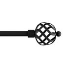 Lavish Home 3/4-Inch Curtain Rod Twisted Sphere Finials & Hardware for Home Decor in Bedroom, Living Room & Kitchen, 48" - 84", Black