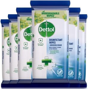 Dettol Biodegradable Antibacterial Disinfectant Surface Cleaning Wipes Fresh, 270s (6 x 45’s)