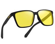 EFERMONE® Night Driving Glasses with Cleaning Kit, Yellow Polarized Lens, UV400, Anti-Glare Glasses for Riding Bike and Car (MATT BLACK)