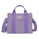 Mini Tote Bag for Women,Vaschy Small Cute Aesthetic Canvas Tote Purse Handbags Crossbody Shoulder Satchel Bag with Zipper Pockets Purple