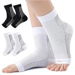 4 Pairs Neuropathy Socks for Men Women Plantar Fasciitis Socks Anti-Slip Compression Socks Functional Socks Ankle Support for Ligament Damage Sprained Ankle Pain Relief (S/M)