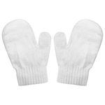 ALLY-MAGIC Toddler Knitted Mittens, Stretch Gloves Winter Warm Soft Baby Mittens Y6-CSLZST (White)
