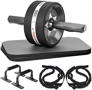 EnterSports Abs Roller Wheel Kit, Exercise Wheel Core Strength Training Abdominal Roller Set with Push Up Bars, Resistance Bands, Knee Mat Home Gym Fitness Equipment for Abs Workout