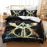 Bedding Duvet Cover Harry Potters Lightweight Decorative Modern Style Microfiber, Soft Microfiber Bedding Set, 1 Duvet Cover&2 Pillow Cases, No Comforter