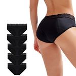 Sexy Lace Black Leakproof Women's Menstrual Panties Breathable and Fast Absorption (Black 5pcs, X-Large)