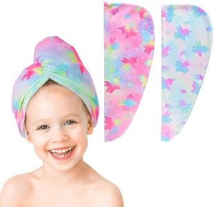 YOSNGTAR Hair Towels Kids Towel Microfiber Towel Pack Kids Girls 2 Pack Hair Turban Drying Women Gift Set Absorbent Fast Drying Twisted Anti Frizz Towel Curly Long Thick Hair Towel