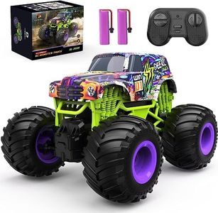 DEERC All Terrain Remote Control Monster Truck Toy, 1:16 Scale RC Car for Boys, 2.4Ghz High Speed Electric Vehicle, Large Wheels RC Truck Gift, 2 Rechargeable Batteries, RTR Crawler for Kids