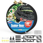 Naicet Soaker Hose 100FT Heavy Duty Rubber Saves 75% Water End Cap Included for Additional Hose Connect Great for Gardens/Flower Beds