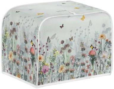 NETILGEN Toaster Dust Cover 2 Slice, Microwave Toaster Oven Grill Cover Stain Resistant Dustproof Kitchen Small Appliance Cover with Top Handle for Kitchen, Flower Butterfly Grey