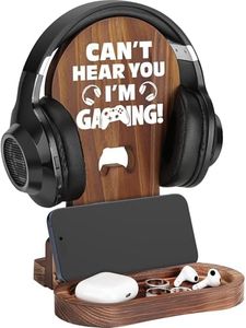 Slothoem Gamer Gifts for Teenage Boy, Gamer Room Decor, Gaming Accessories for Room, Gaming Desk Decoration, Wooden Headphone Holder for Gaming Desktop, Gaming Headset Stand