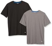 Amazon Essentials Men's 2-Pack Performance Tech T-Shirt, Black/Dark Grey, X-Large