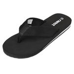 riemot Flip Flops Men Thong Sandals, Comfort Lightweight Summer Holiday Surf Beach Pool Sandals, Wide Fit Soft Fabric Toe Post Thongs Shower House Slippers, Non-Slip Walking Shoes, Black EU41/UK7