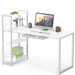 SHW 46-Inch Mission and Computer Desk with Reversible Shelves, White