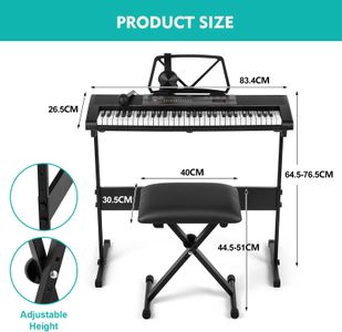 MUSTAR 61-Key Lighted Keyboard – Black Electronic Piano