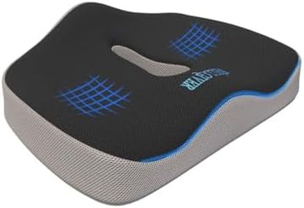 WELLGIVER Coccyx Cloudy Chair Cushion Tailbone Pillow for Sitting - Nonslip Orthopaedic Seat Cushion for Car Seat, Memory Foam Sciatica, Lower Back Pain Relief (OrthoMax - Black & Grey Cover)