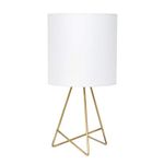 Simple Designs LT2066-GDW Down to The Wire Fabric Shade Table Lamp, Pack of 1, Gold/White