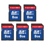 INDMEM SD Card 8GB 5Pack UHS-I U1 Class 10 8G SDHC Flash Memory Card Compatible with Digital Camera, Computer, Trail Cameras