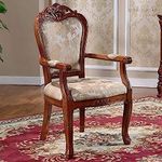 Sky Rise Decor Teak Wood Carving Room Chair Wood Back Comfort Seating Chair Hand Carved Armrest Royal Chair for Home & Office (Antic,Cream), 55.88 x 53.34 x 101.6 cm