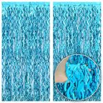 KatchOn, XtraLarge, Wavy Blue Foil Fringe Curtain - 3.2x6.5 Feet, Pack of 2 | Blue Water Streamer Backdrop for Beach Party Decorations | Under The Sea Party Decorations | Summer Decorations for Party