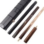 CUESOUL Classic Handmade 57 Inches 18oz Rosewood 3/4 Jointed Snooker Billiard Pool Cue, Rosewood Butts & Aluminum Telescope Extension, Leathertte Protective Case, 9.5mm Tip Snooker Cue Set(CSSC015)