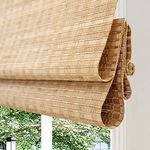 Cordless Bamboo Roman Shades, Custom Woven Wood Shades, Lined Blackout Bamboo Blinds, Light Filtering Bamboo Shades for Home, Windows, Doors, Color 7003