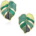 Gift Earrings Bohemian Green Leaf Earrings for Women, Enamel Jewelry for Women, Monstera Leaves Plant Pendant Drop Dangle Earrings for Women Mens with Box Gift Package, Stud, No, no