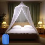 Sublaga Round Mosquito Net for Bed, Large White Bed Canopy for Girls, Hanging Bed Net, Ideal for Bedroom Decorative, Travel with Storage Bag (Round)