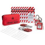 TRADESAFE Lockout Tagout Kit with Hasps, Lockout Tags, Red Loto Locks - Electrical Lock Out Tag Out Kits for OSHA Compliance, Personal Loto Kit (1 Key Per Lock)