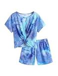 Arshiner Teen Girls Summer Clothes 2PCS Short Sleeve Sweatsuit Tracksuit Clothing Set with Pockets 8-10 Years