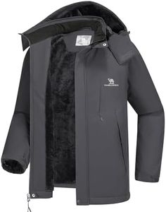 CAMEL CROWN Men's Winter Coat Waterproof Ski Jacket Fleece Lined Windproof Raincoat for Snow Outdoor Hiking Mountain