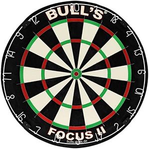 BULL'S Focus II Bristle Dartboard/Dartscheibe, Black/White/Red/Green, 45,5 cm