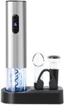 ELMWAY Electric Wine Opener Set, Battery Operated Wine Bottle Opener with Storage Base/LED Indicator, Wine Corkscrew Remover, Automatic Wine Opener Gift for Home Bars(4 x AA Batteries Not Included)