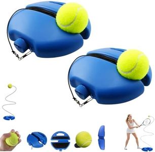 HISKI Tennis Ball Training Baseboard, Tennis Trainer Equipment Set, Tennis Trainer Ball with String, Tennis Trainer Rebound Ball, Multifunction Tennis Practice Rebounder for Backyard (Blue-2PCS)