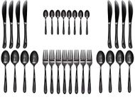 ANH MART Restaurant Home Hotel Matte Set, Satin Finish Stainless Steel Flatware Set, Tableware Cutlery Set Utensils for Kitchens [Dinner Fork-Tea Spoon-Salad Spoon-Knife] (Set of 32)