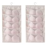 Enlarged Closet Hanging Bra Organizer with Rotating Metal Hanger, Extra-Large Dual Sided Wall Shelf Wardrobe Mesh Pockets Hanging Storage Bag for Bra Socks Underwear Underpants